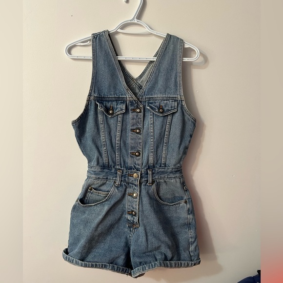 Vintage Sargent Pepper Jeanswear denim shorts jumpsuit suit size 4 - Picture 1 of 10